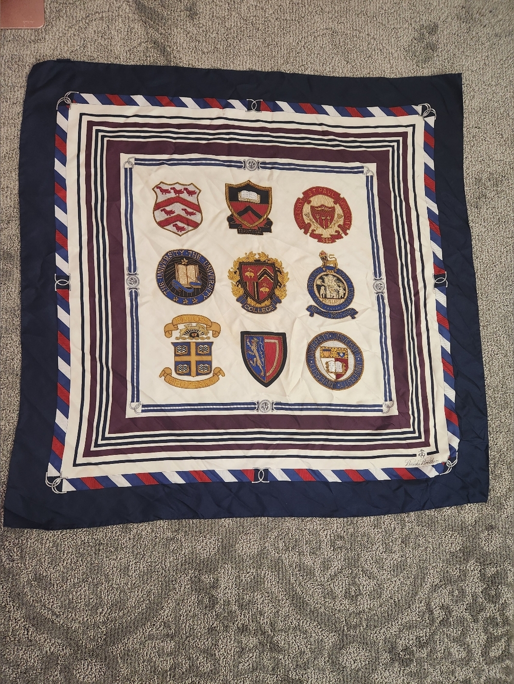 Brooks Brothers University 100% Silk Scarf - Made in Italy
